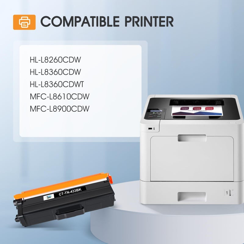 Cool Toner TN433BK TN433 Black Compatible Toner Cartridge Replacement for Brother TN433BK TN433 TN431BK TN-433 for Brother MFC-L8900Cdw HL-L8360Cdw HL-L8260Cdw HL-L8360Cdwt 8900Cdw Printer Ink 2 Pack - Image 2